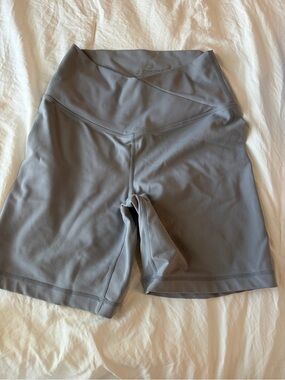 90 Degree By Reflex High-Waist Crossover Gray Bike Shorts